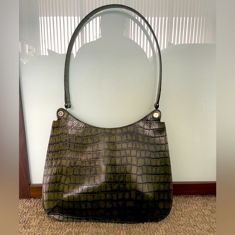 SUAREZ NY DARK GREEN LEATHER BAG